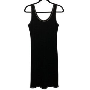 Forever 21 Solid Black Ribbed Tank With Contrast Stitching Dress Medium
